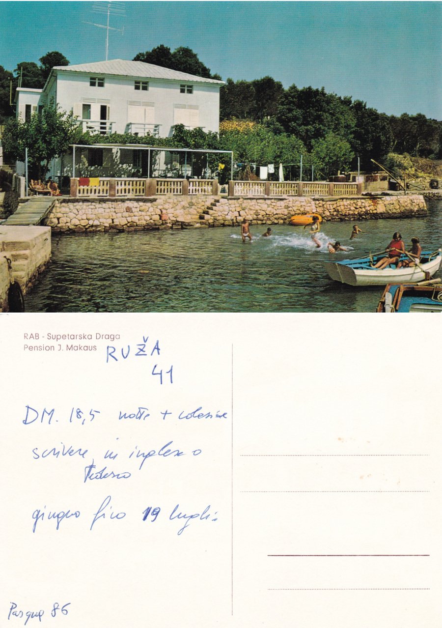 Rab (Arba). Supetarska Draga. Pension J. Makaus. Non viaggiata | Immagine principale