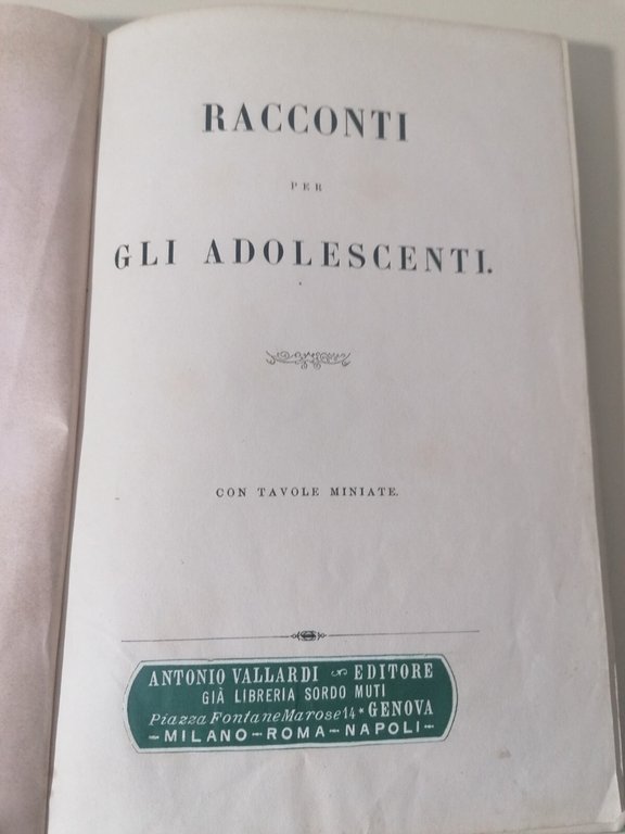 Racconti Per Gli Adolescenti Libro Illustrato Vallardi Anni 20 Rarissimo