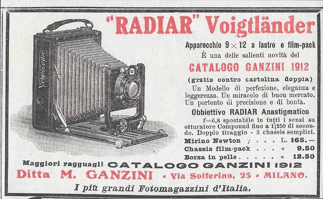 Radiar Voigtlander. Advertising 1912 | Immagine principale