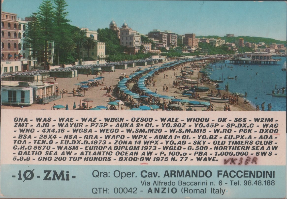 Radio Card. Anzio 1982. IØZMI - Armando Facendini | Immagine principale