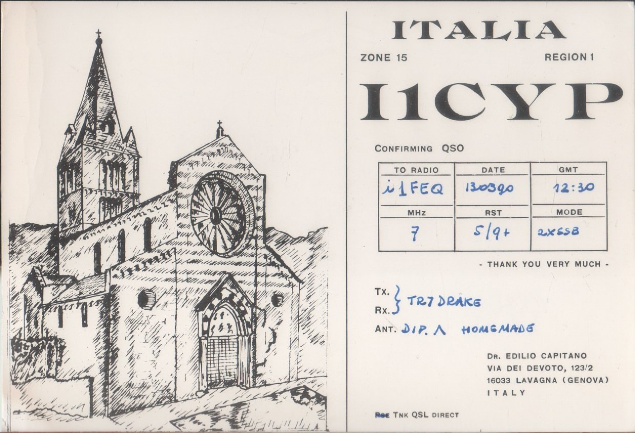 Radio Card. Lavagna (GE) 1972. I1CYP - Edilio Capitano | Immagine principale