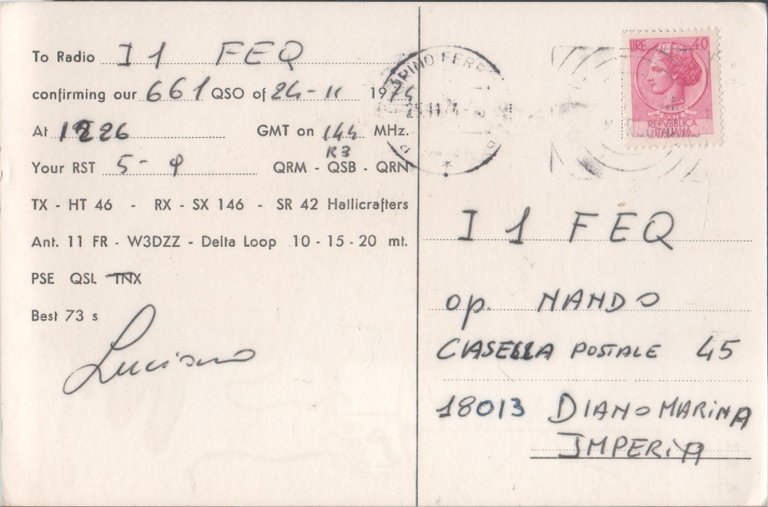 Radio Card. Nichelino (TO) 1974.I1 NPL - Lucaino Pilla | Immagine Gallery 2