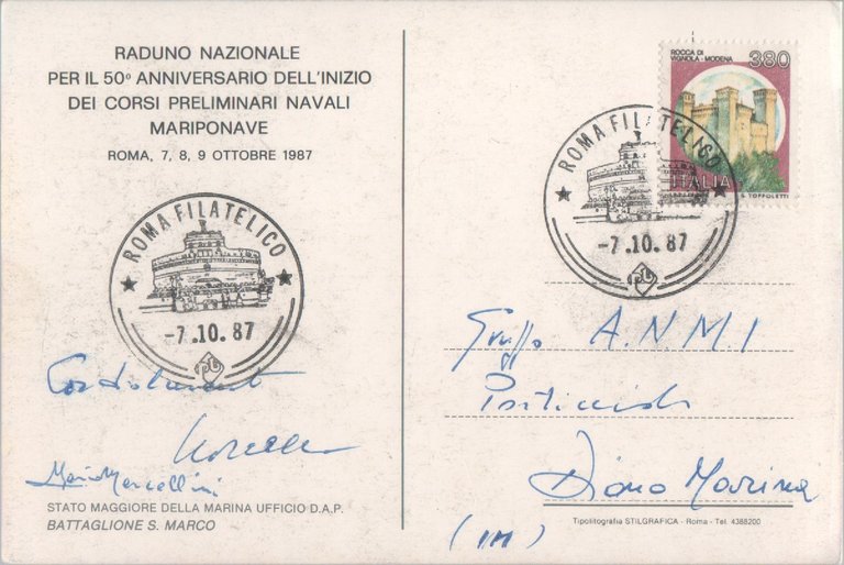 Raduno Nazionale 50 anniv. corsi Mariponave. 1987. Viaggiata 1987 | Immagine Gallery 2