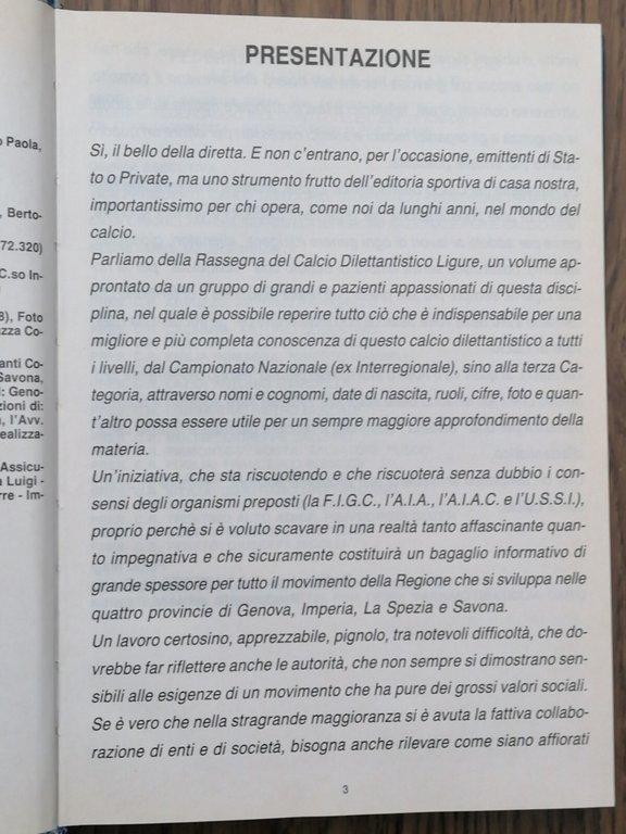 Rassegna Del Calcio Dilettantistico Ligure 1993 Libro Gianni Balestri Raro