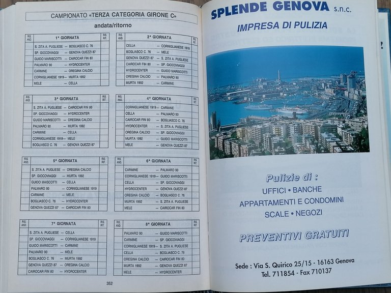 Rassegna Del Calcio Dilettantistico Ligure 1993 Libro Gianni Balestri Raro