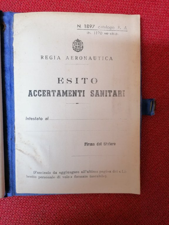 Regia Aeronautica - Libretto personale di volo - N.95 catalogo …