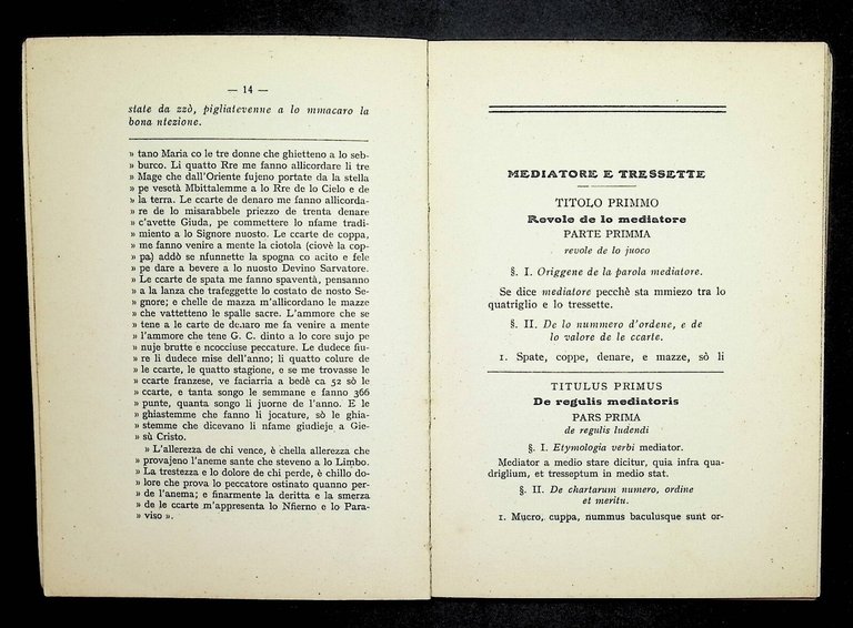 Revole De Iocare e Pavare Lo Mediatore e Tressette Chitarella …