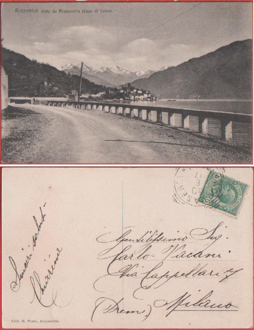 Rezzonico (CO) vista da Acquaseria. Viaggiata 1917 | Immagine principale