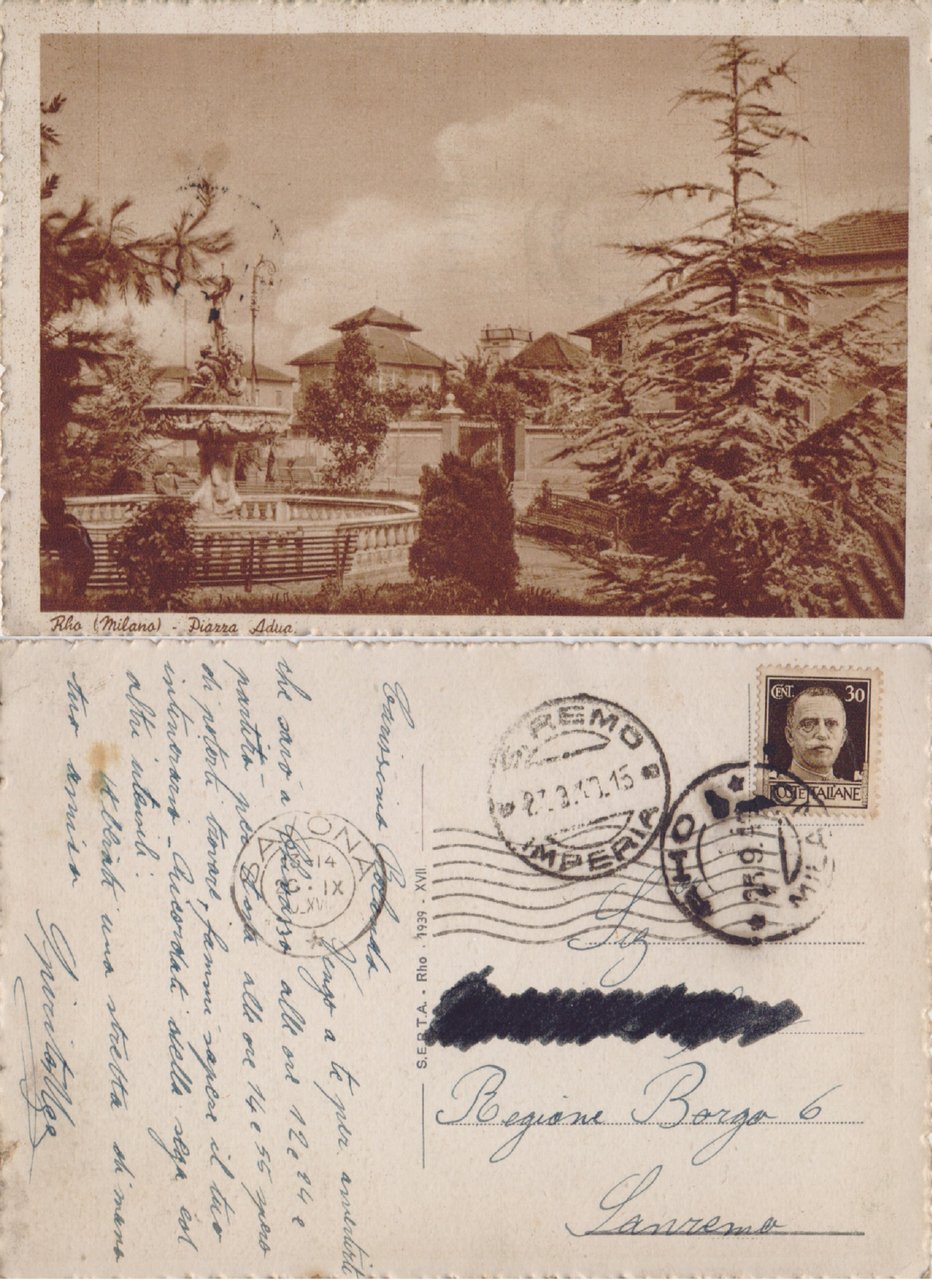 Rho (MI). Piazza Adua. Viaggiata 1940 | Immagine principale