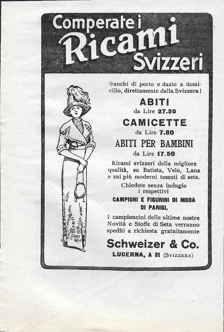 Ricami Svizzeri. Advertising 1912 | Immagine principale