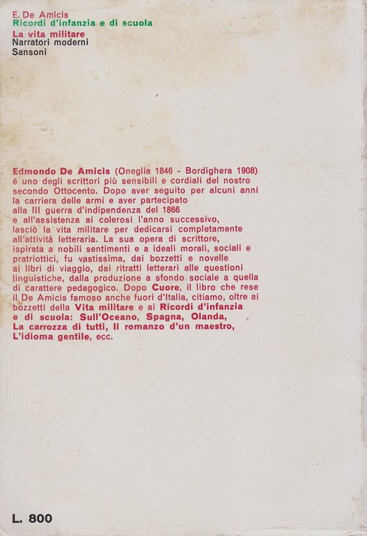Ricordi d'infanzia e di scuola. La vita militare