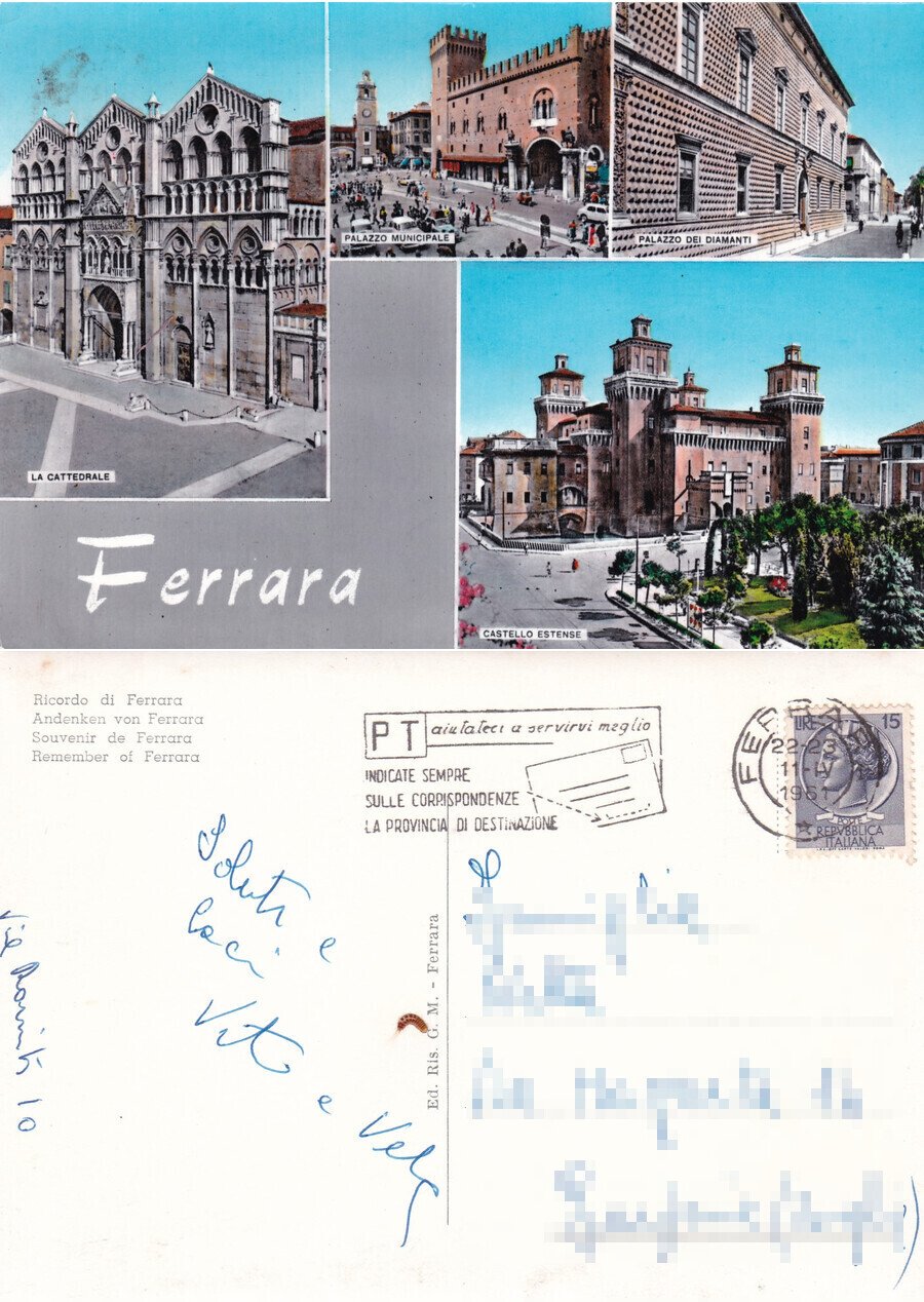 Ricordo di Ferrara - Viaggiata 1951 | Immagine principale
