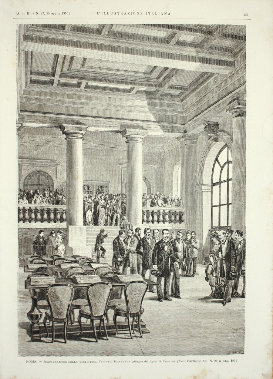 Roma. Inaugurazione della Biblioteca Vittorio Emanuele. Stampa 1876 | Immagine principale