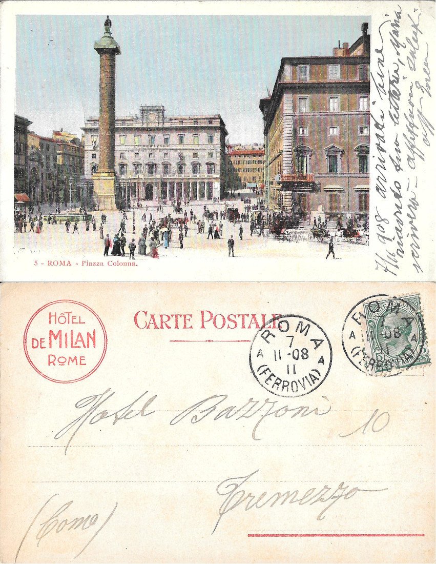 Roma. Piazza Colonna. Viaggiata 1911 | Immagine principale