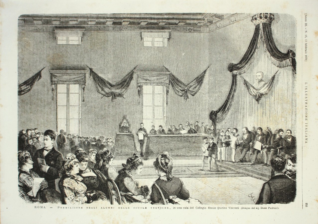 Roma. Premiazione degli alunni delle scuole tecniche. Stampa 1876 | Immagine principale