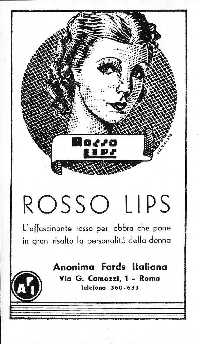 Rosso Lips. Anonima Fards Italiana. Advertising 1939 | Immagine principale