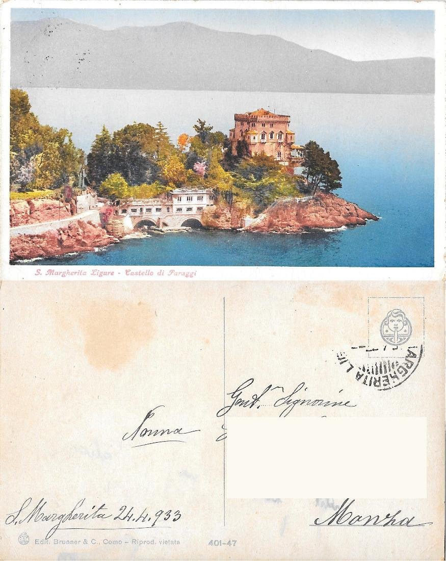 S. Margherita Ligure. Castello di Paraggi. Viaggiata 1933 | Immagine principale