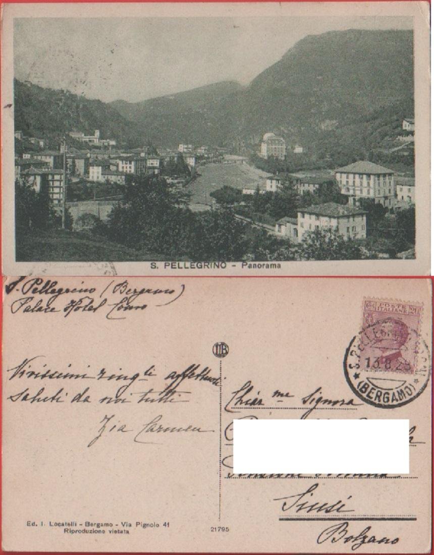 S. Pellegrino (BG). Panorama. Viaggiata 1928 | Immagine principale