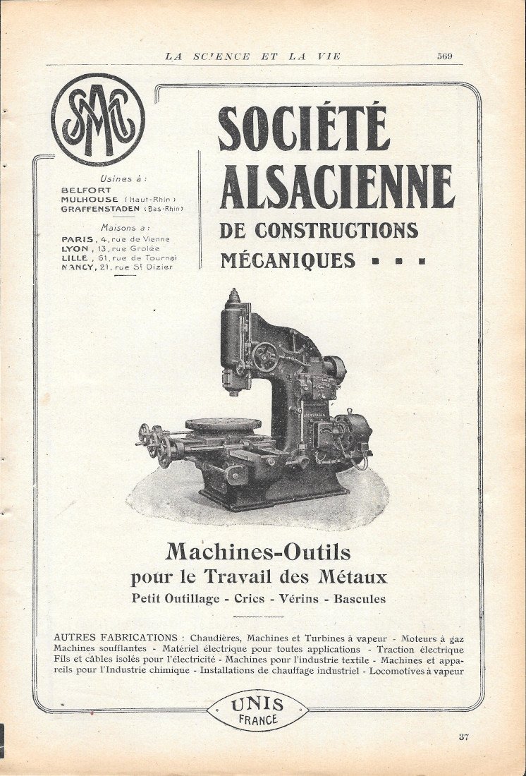 SAC. Societe Alsacienne de Constructions Mecanique - Advertising 1920 | Immagine principale