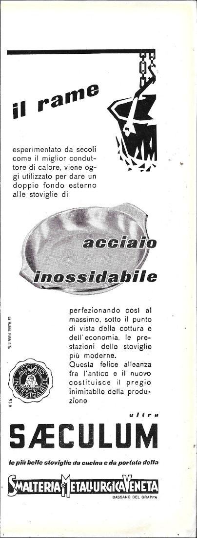 Saeculum. Smalteria Metallurgica Veneta. Advertising 1958 | Immagine principale