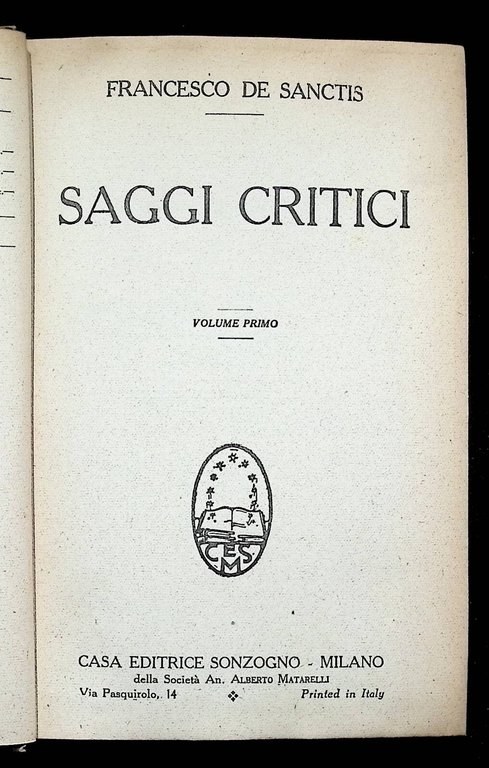 Saggi Critici Francesco De Sanctis Libro Sonzogno 3 Volumi Rilegati …