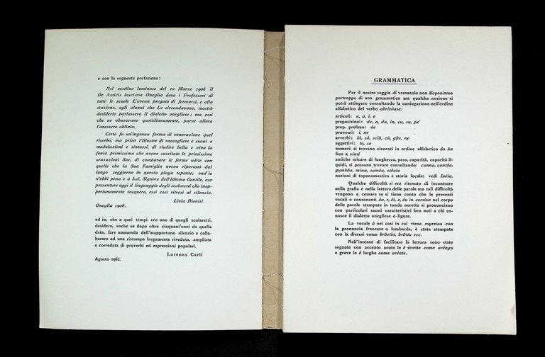 Saggio Di Vernacolo Onegliese Libro Dionisi Carli Proverbi Frasi Dialetto …