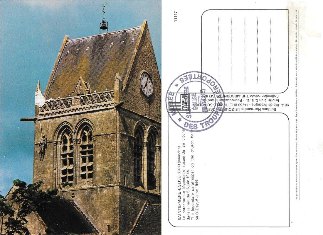 Sainte Mere Eglise. Leparachutiste légendaire. Non viaggiata, timbro museo | Immagine principale