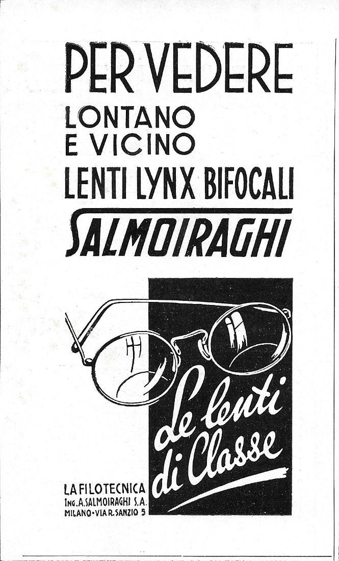Salmoiraghi, lenti Lynx bifocali. Advertising 1942 | Immagine principale