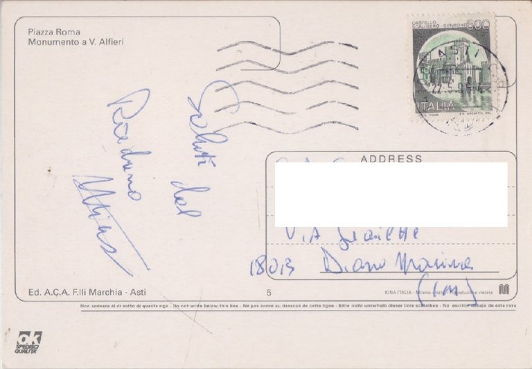Saluti da Asti. Viaggiata 1995 | Immagine Gallery 2