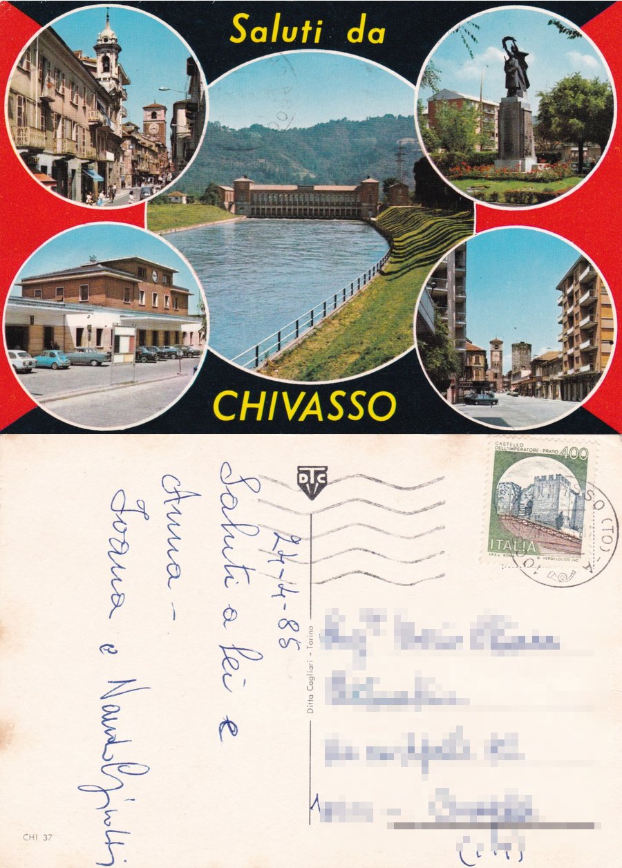 Saluti da Chivasso (TO). Viaggiata 1985 | Immagine principale