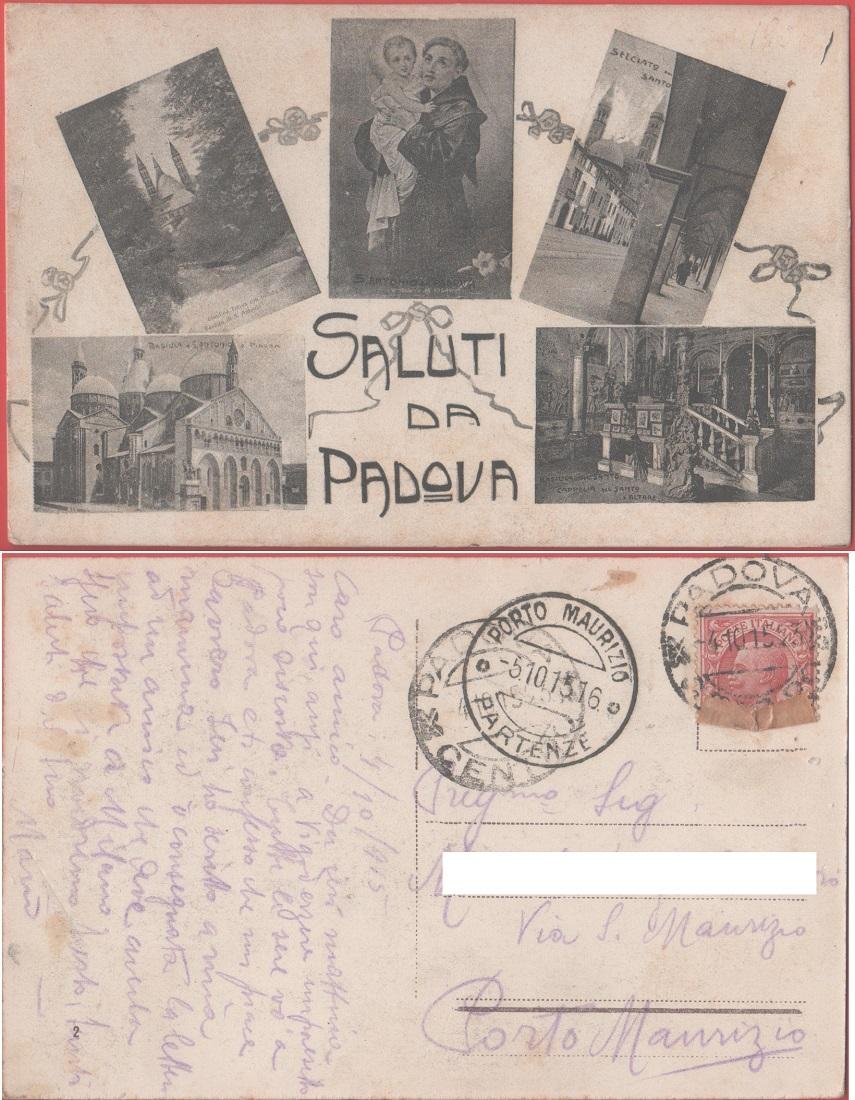 Saluti da Padova. Viaggiata 1915 | Immagine principale