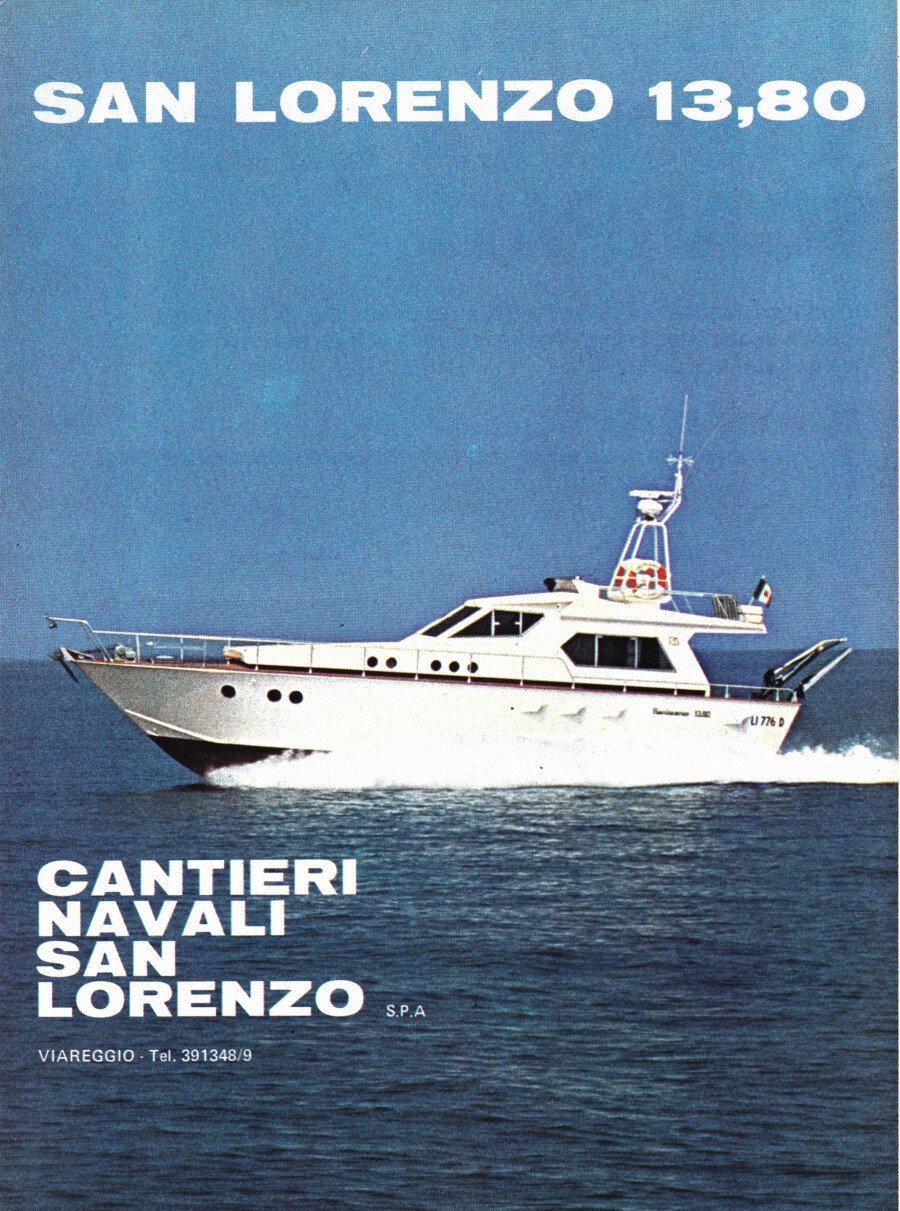 San Lorenzo 13,80. Cantieri Navali San Lorenzo, Viareggio. Advertising 1974 | Immagine principale