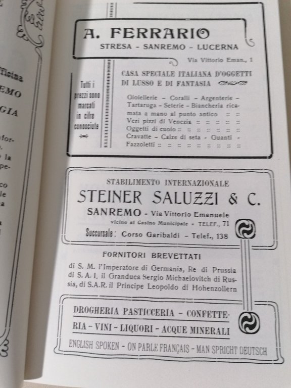 Sanremo Ai Primi Del 900 Libro Guida Turistica Pubblicità Cartina …
