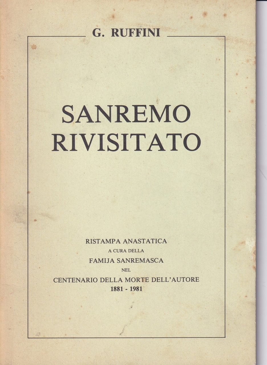 Sanremo Rivisitato. Ristampa Anastatica Famija Sanremasca per il Centenario della … | Immagine principale