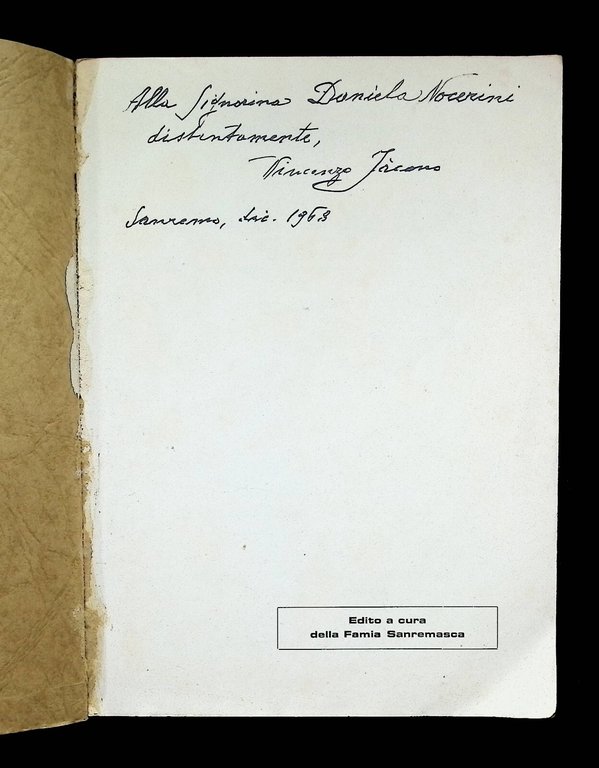 Sanremu du mei tempu Libro Vincenzo Jacono AUTOGRAFATO Storia Sanremo …