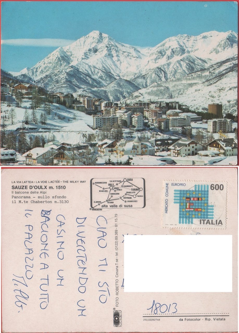 Sauze d'Oulx. Sullo sfondo il M.te Chaberton. Viaggiata | Immagine principale