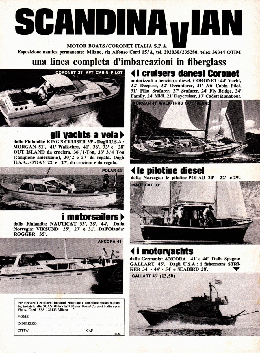 Scandinavian. Motor Boats/Coronet Italia spa. Advertising 1974 | Immagine principale