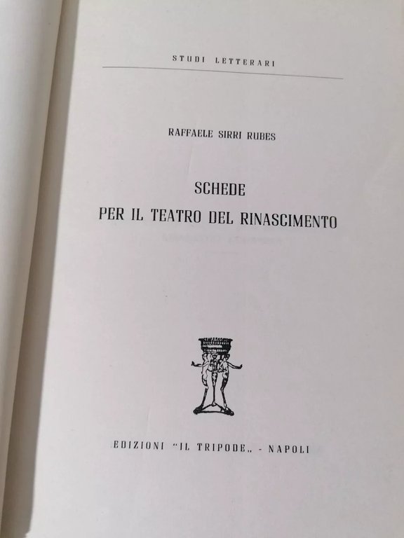 Schede per il Teatro del Rinascimento Libro Raffaele Sirri Rubes …