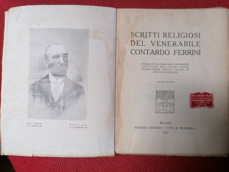 Scritti religiosi del venerabile Contardo ferrini Libro 1931 Ed. Vita …