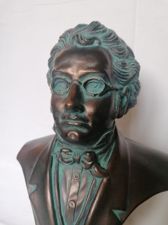 Scultura Mezzobusto Franz SCHUBERT in gesso bronzato artigianato lucchese cm …
