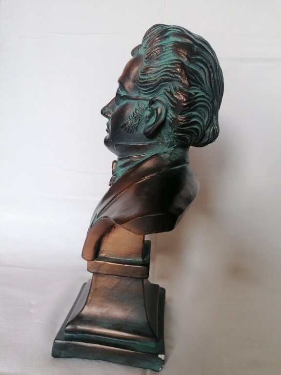 Scultura Mezzobusto Franz SCHUBERT in gesso bronzato artigianato lucchese cm …