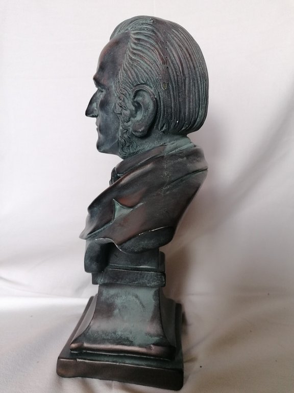 Scultura Mezzobusto Richard WAGNER in gesso bronzato artigianato lucchese cm …
