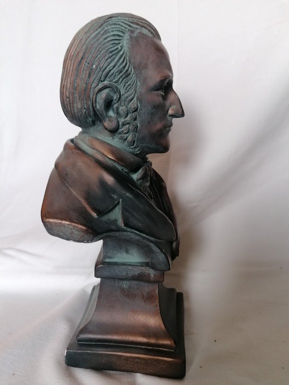 Scultura Mezzobusto Richard WAGNER in gesso bronzato artigianato lucchese cm …