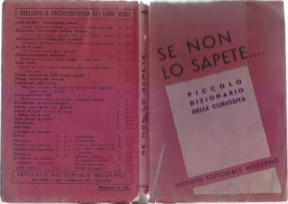 Se non lo sapete...Piccolo dizionario delle curiosità - A. L. … | Immagine principale