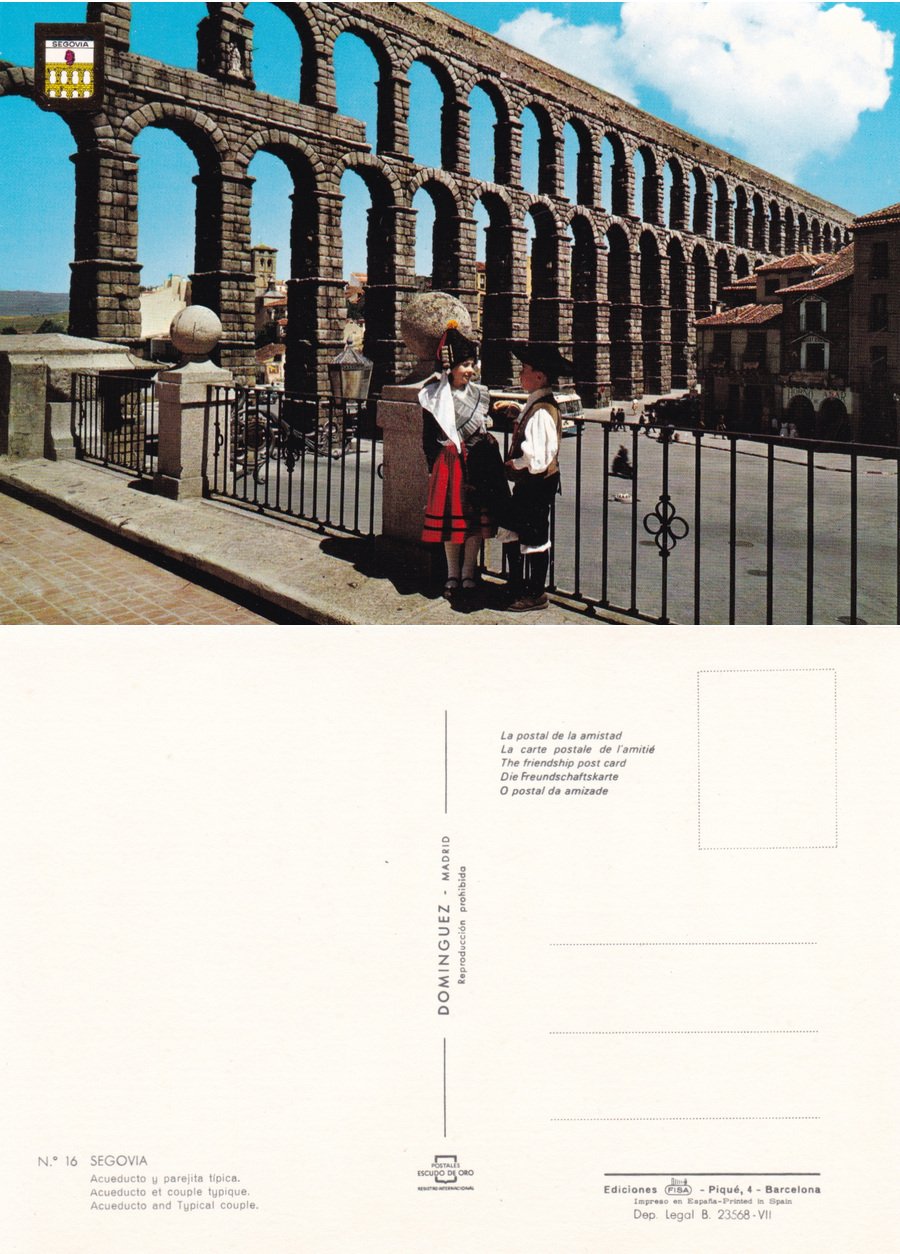 Segovia. Acueducto y parejita tipica. Non viaggiata | Immagine principale