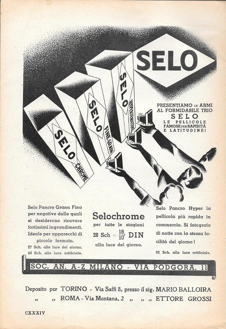 Selo pellicole fotografiche. Advertising 1935 | Immagine principale