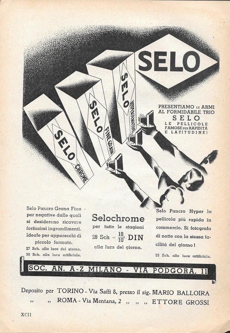 Selochrome. Pellicole fotografiche Selo. Advertising 1935 | Immagine principale