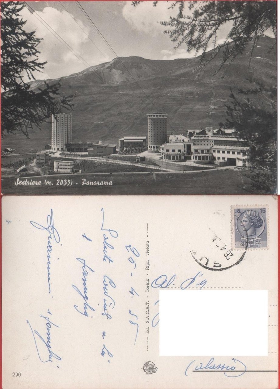 Sestriere. Panorama. Viaggiata 1956 | Immagine principale
