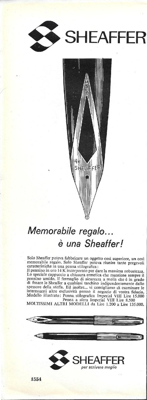 Sheaffer stilografiche/Cognac Boulestin. Advertising 1964 fronte /retro | Immagine principale