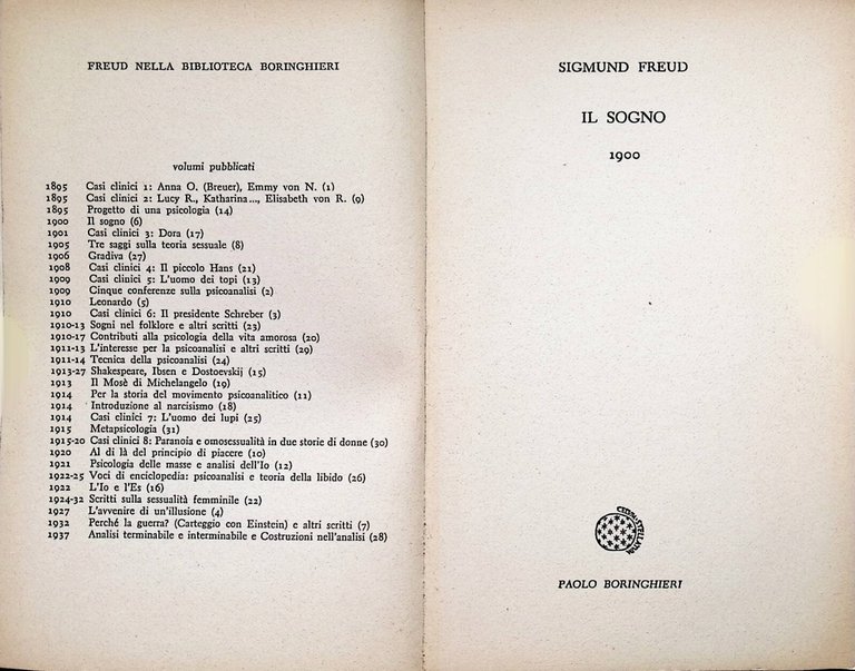 Sigmund Freud - Il Sogno - Biblioteca Boringhieri, Tascabile 1978 …